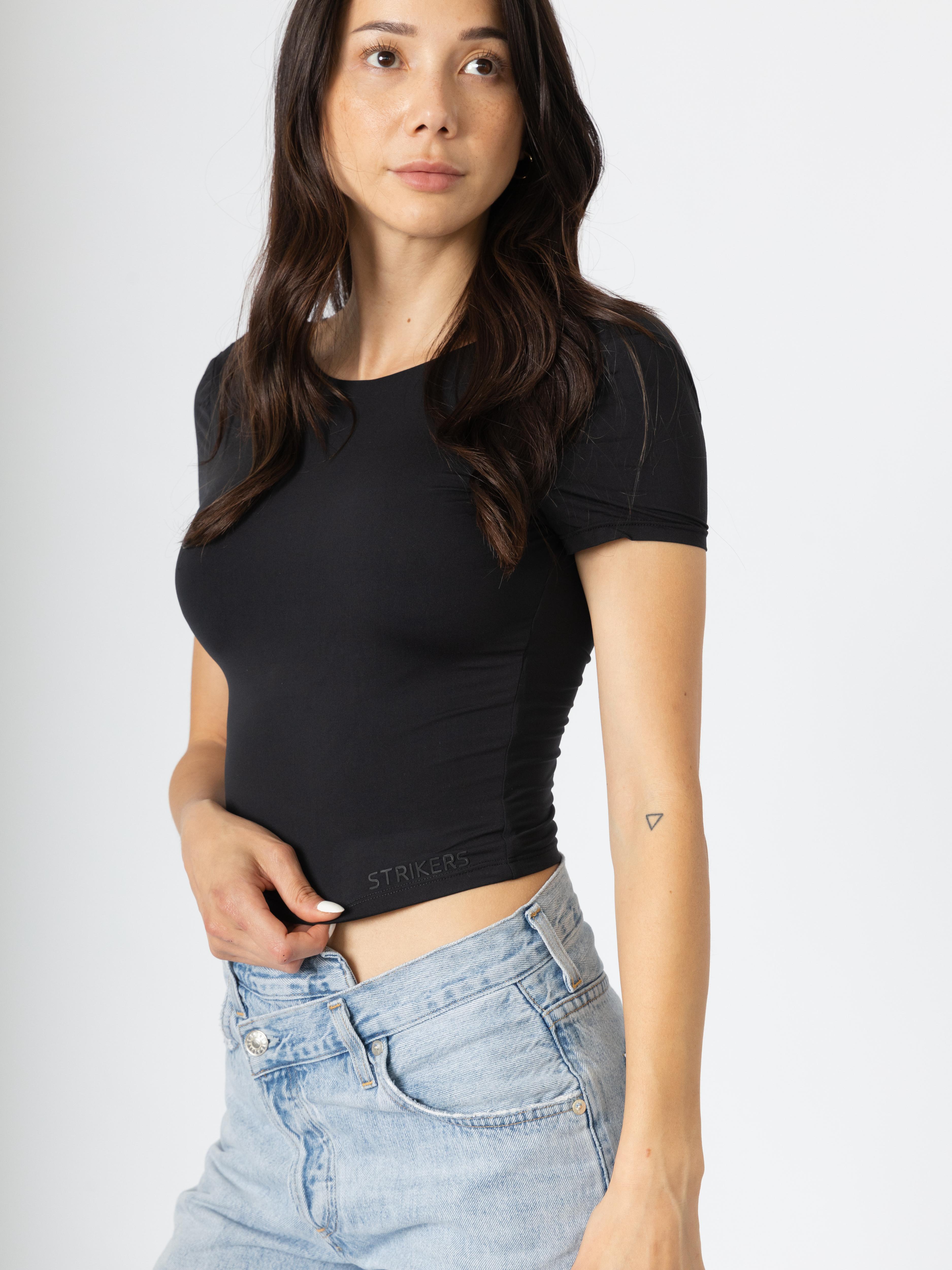 Essential Open-Back T-Shirt Black