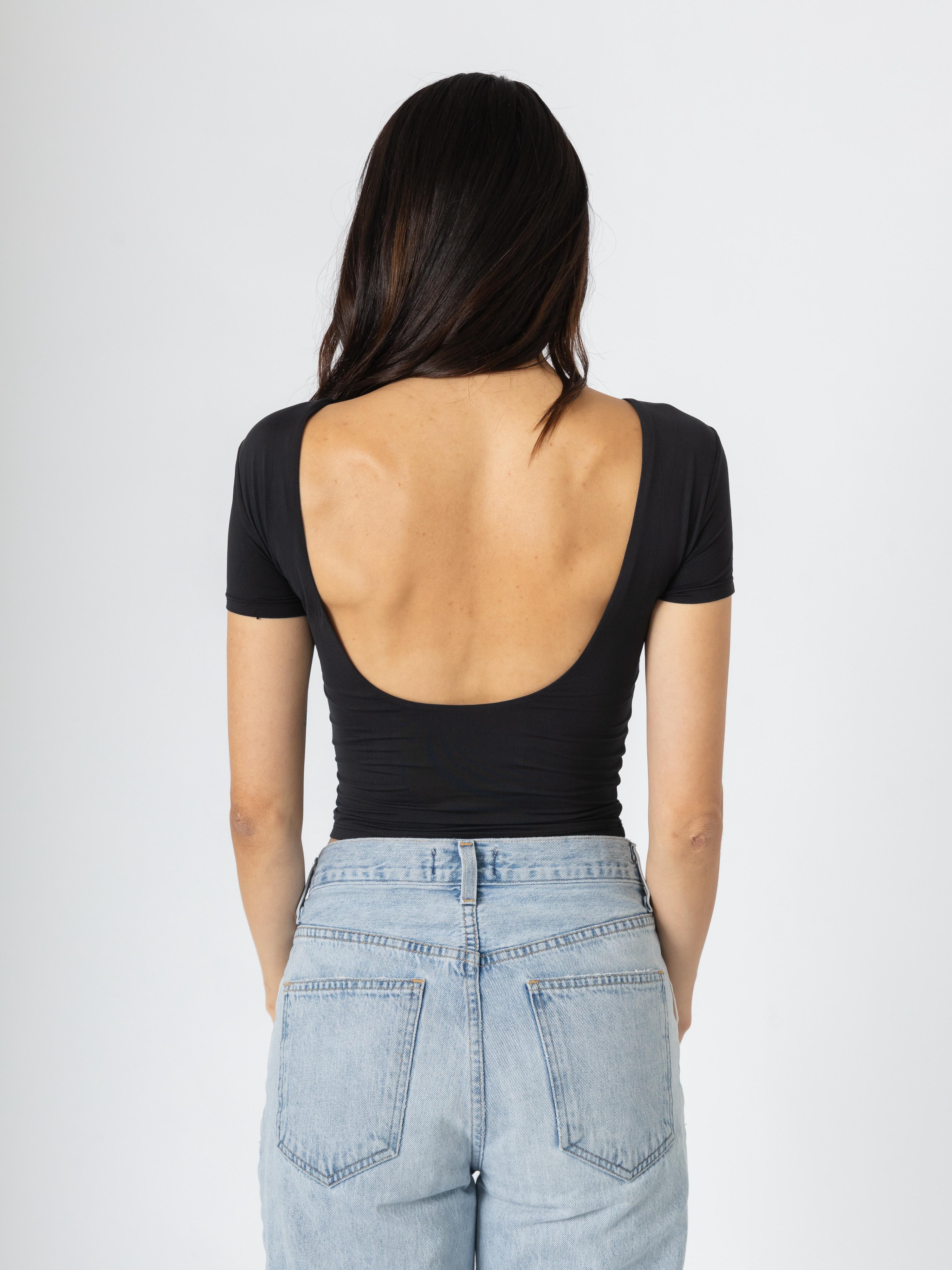 Essential Open-Back T-Shirt Black