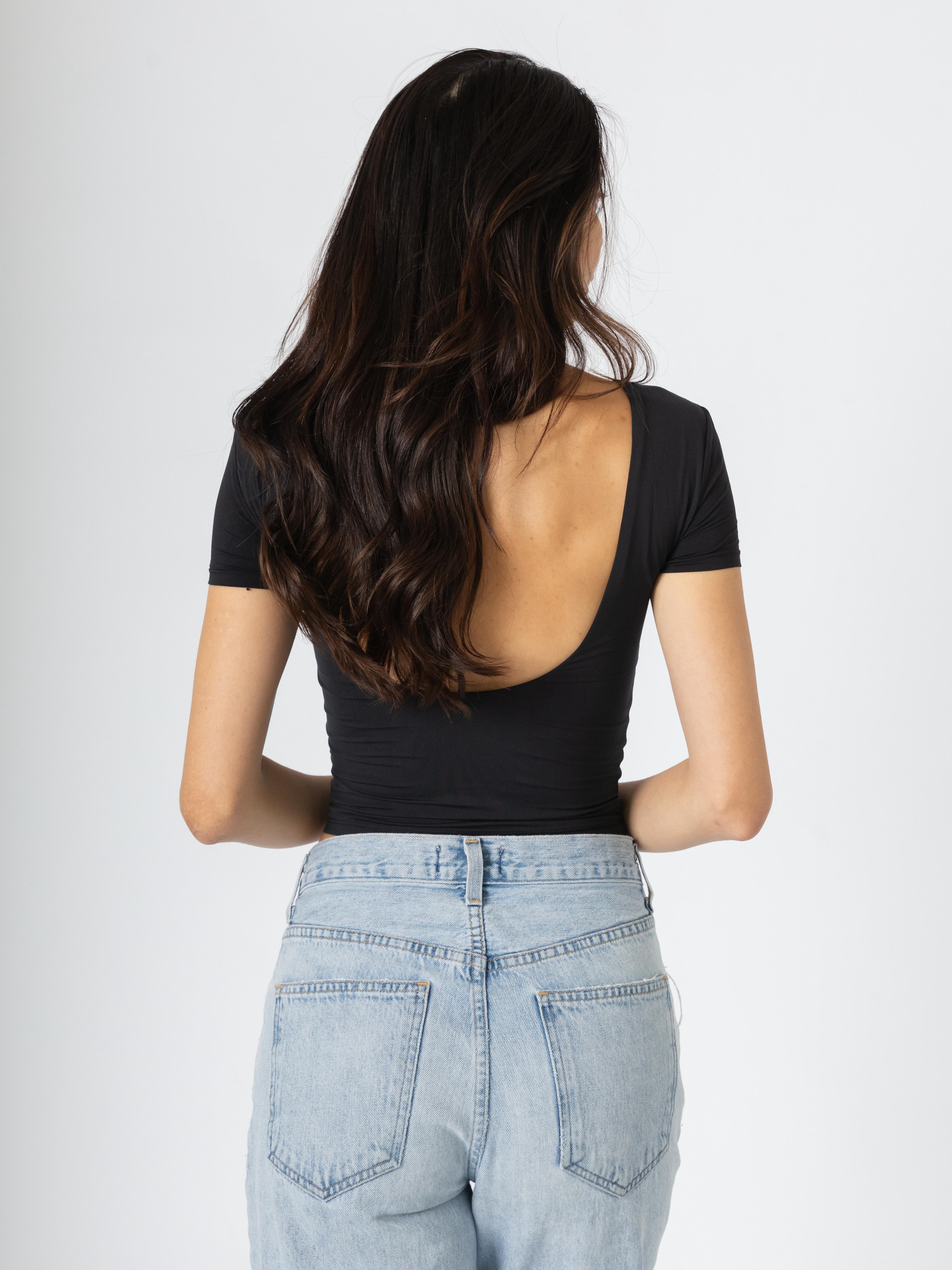 Essential Open-Back T-Shirt Black