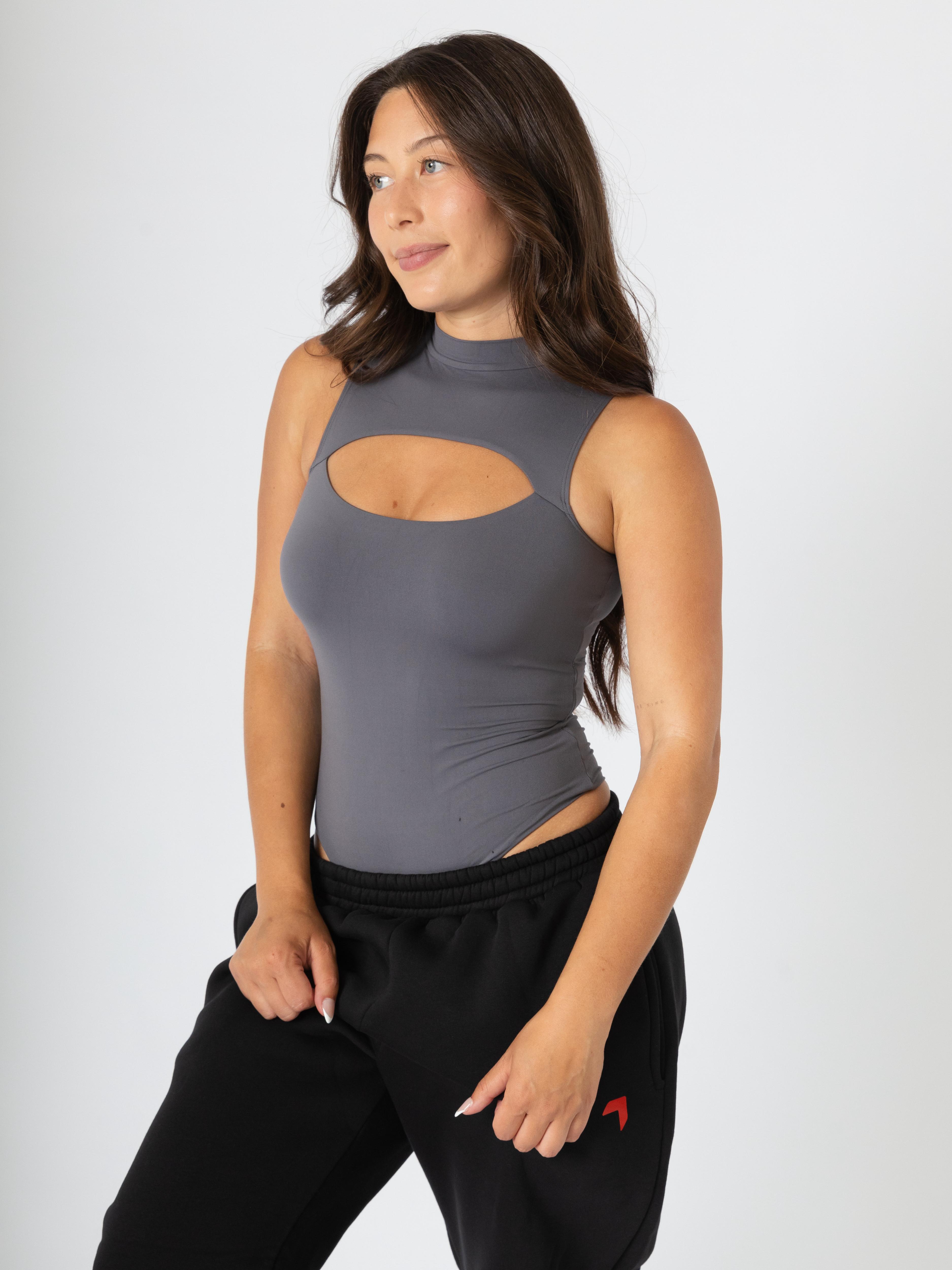 Everyday Open Breast Bodysuit Grey