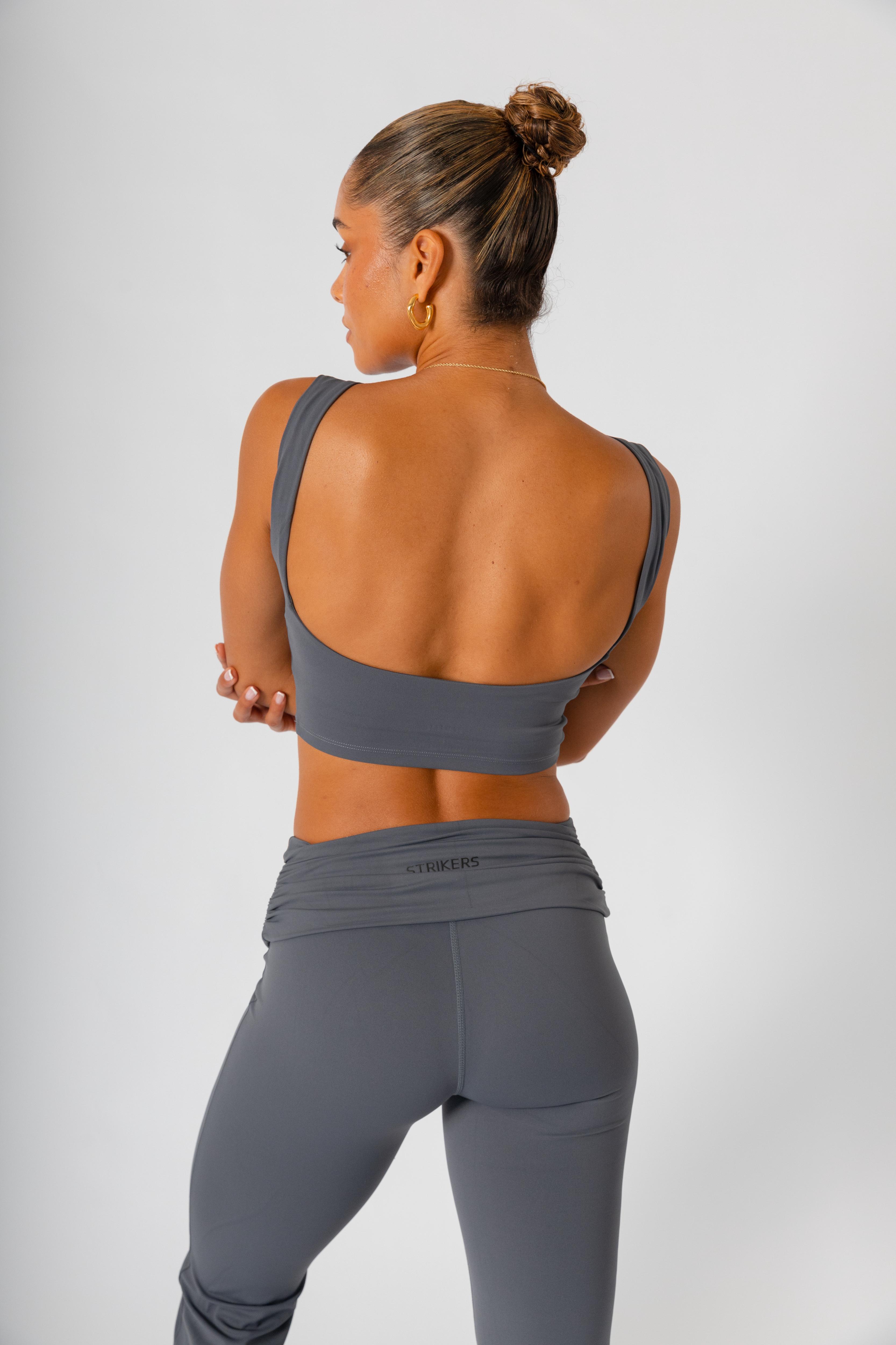 Fold Over Kick Flair Trousers Grey