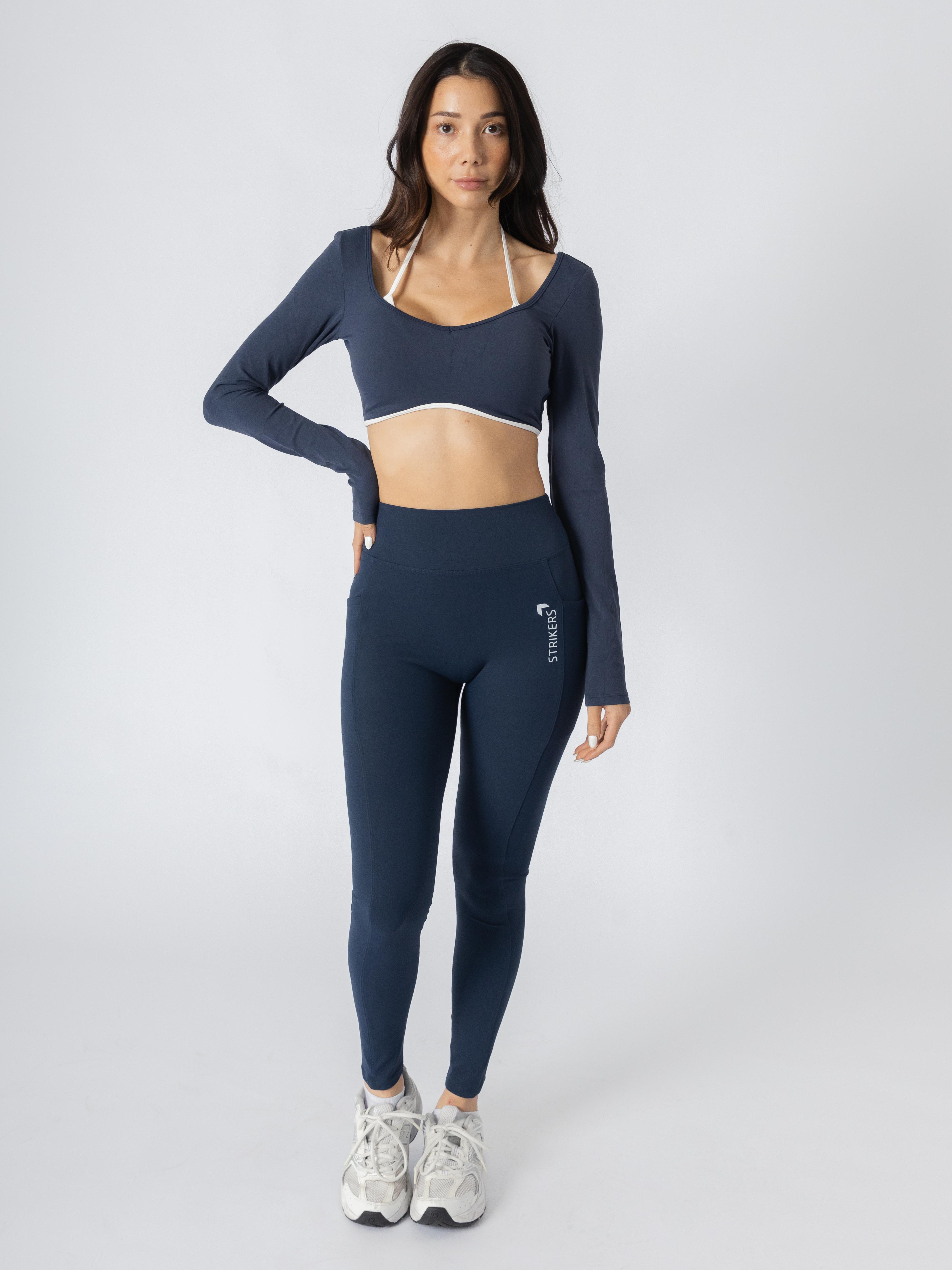 Soft Contrast-Trim Leggings Navy