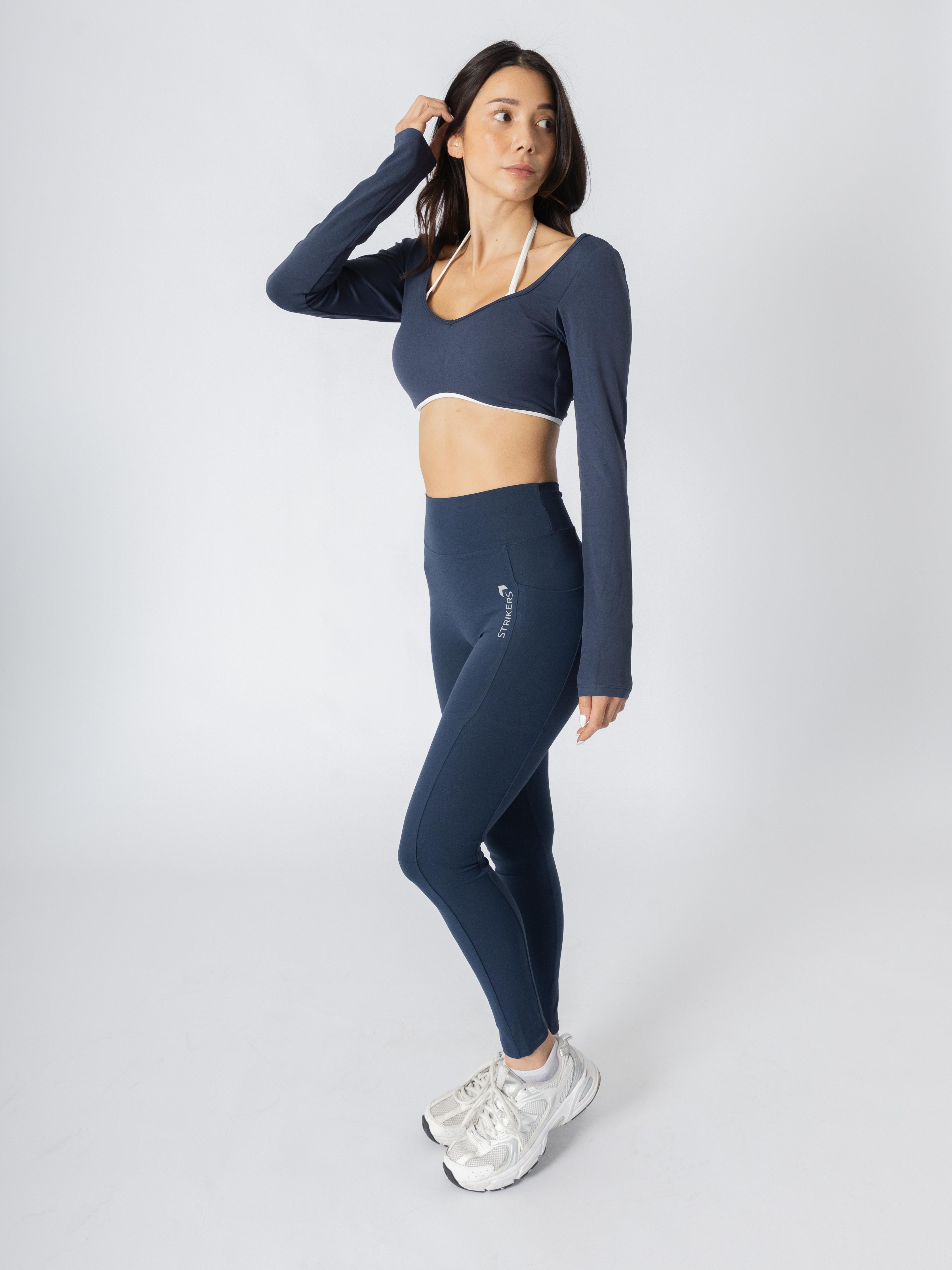 Soft Contrast-Trim Leggings Navy