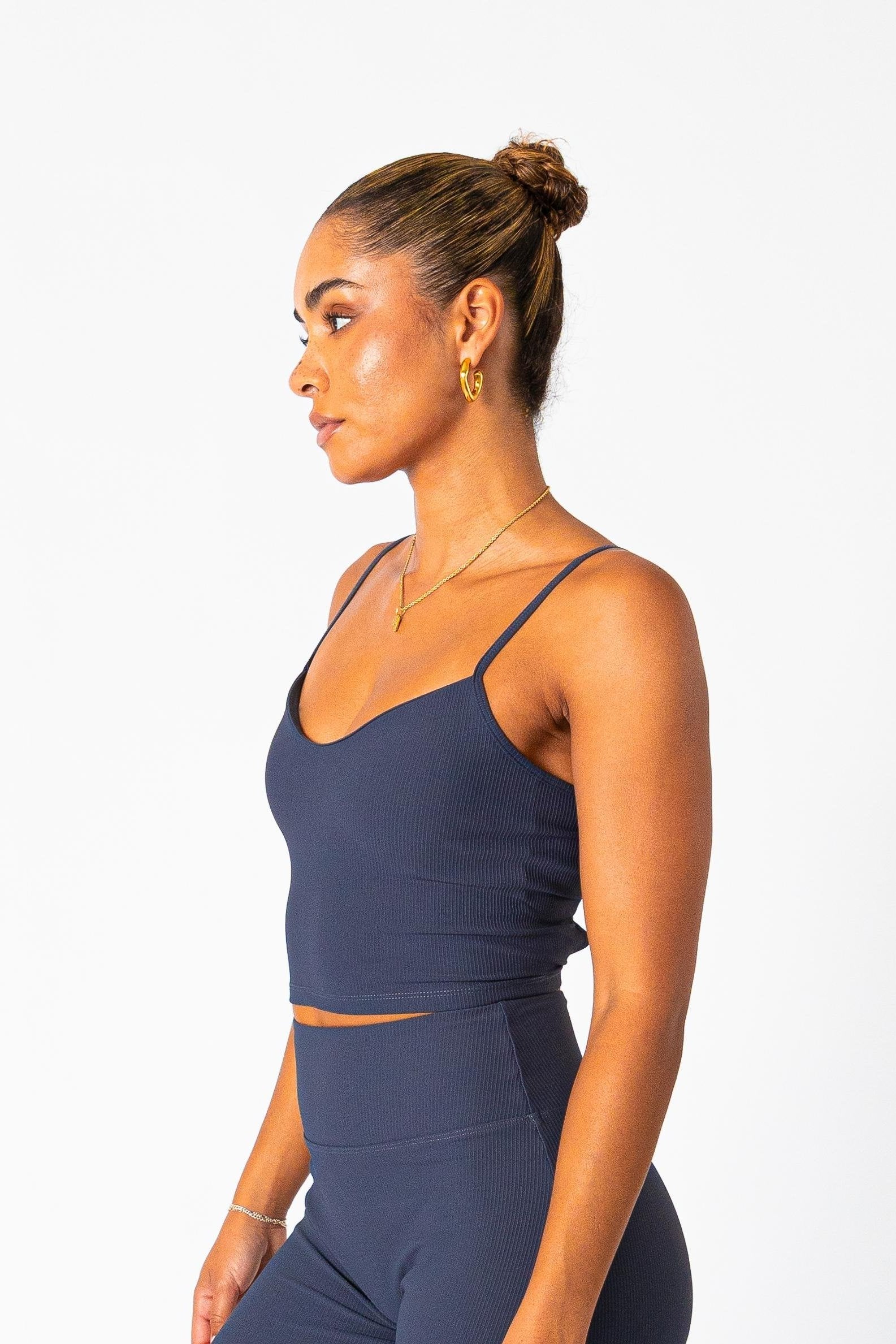 Aura Flair Open-back Crop Top Navy