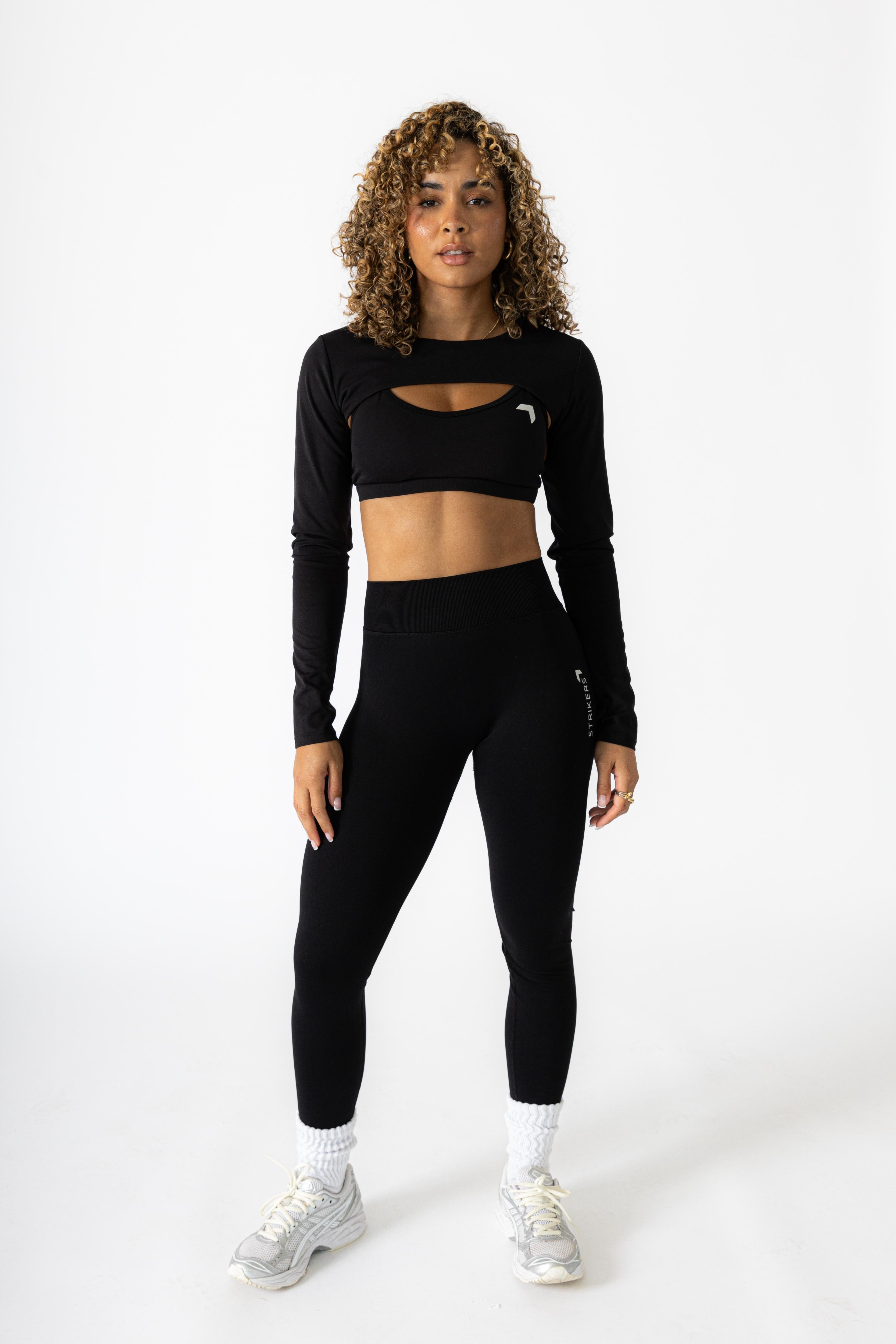 Soft Active Sports Bra + Shrug Black