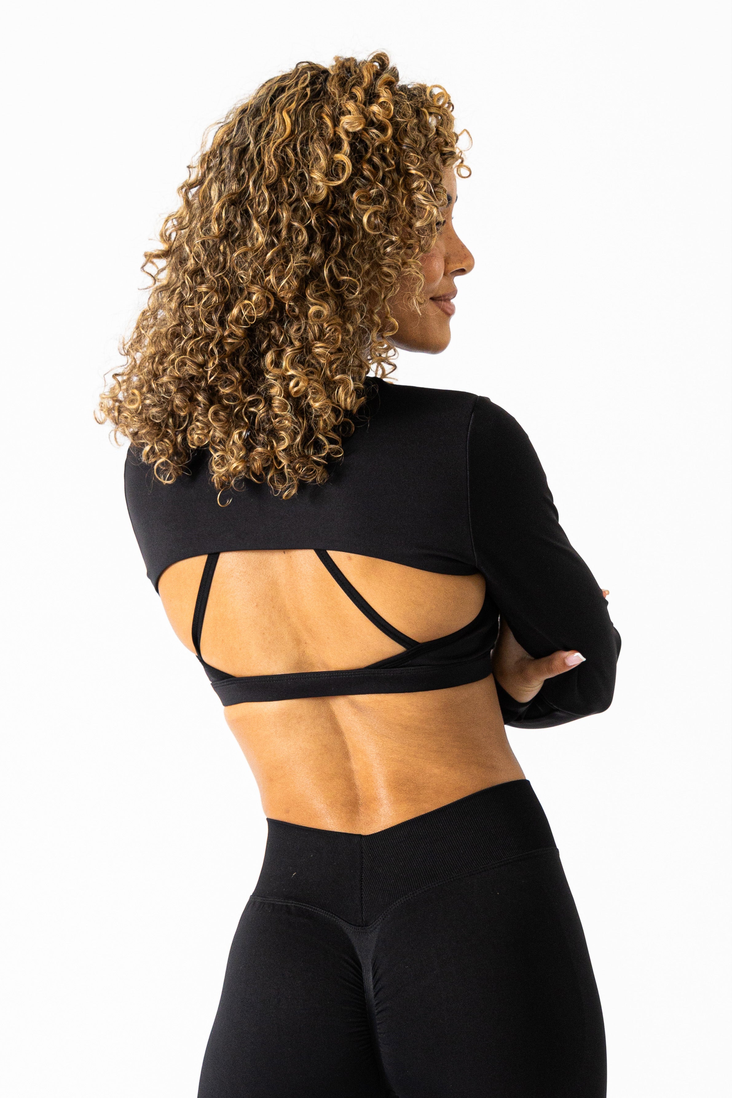 Soft Active Sports Bra + Shrug Black