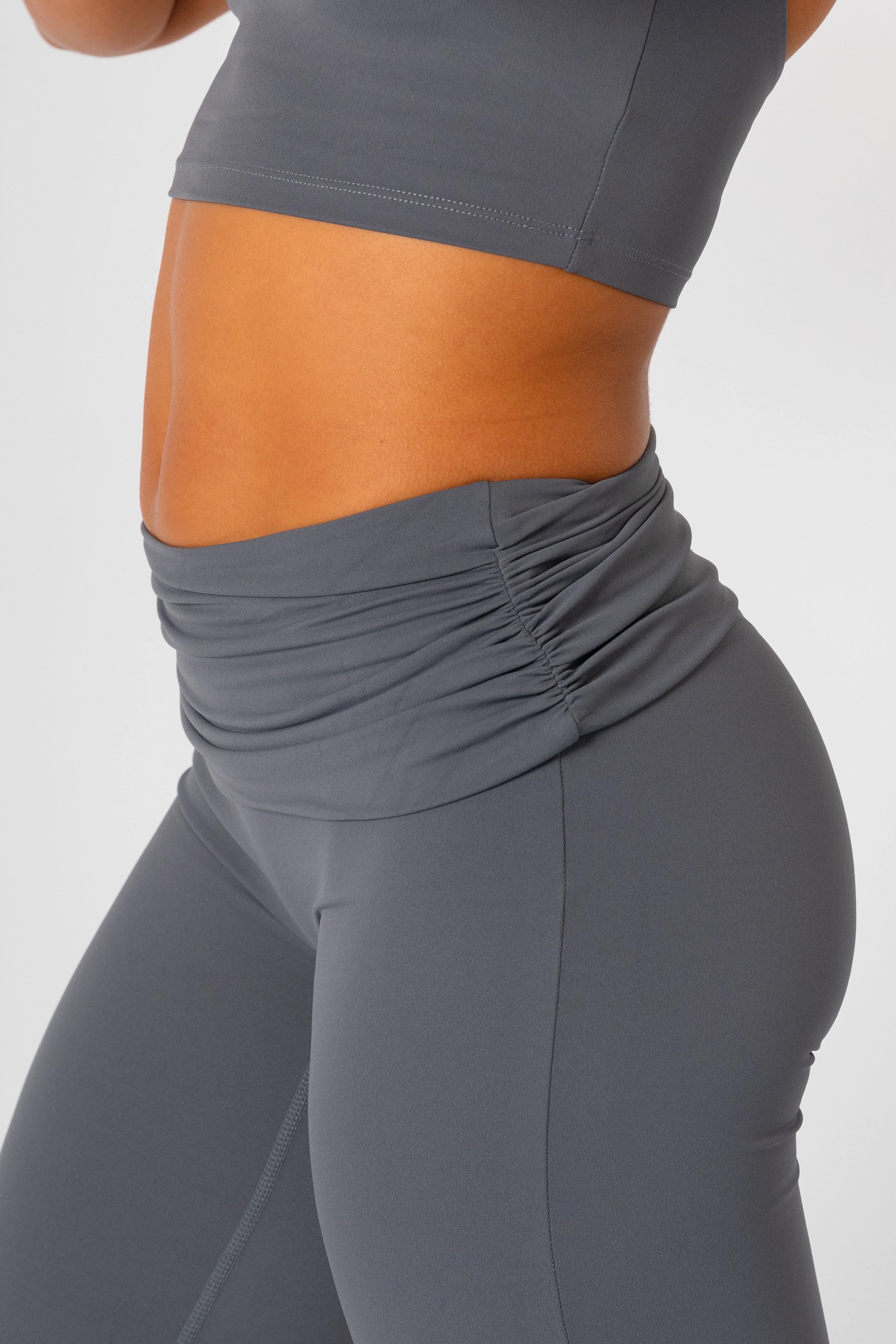 Fold Over Kick Flair Trousers Grey