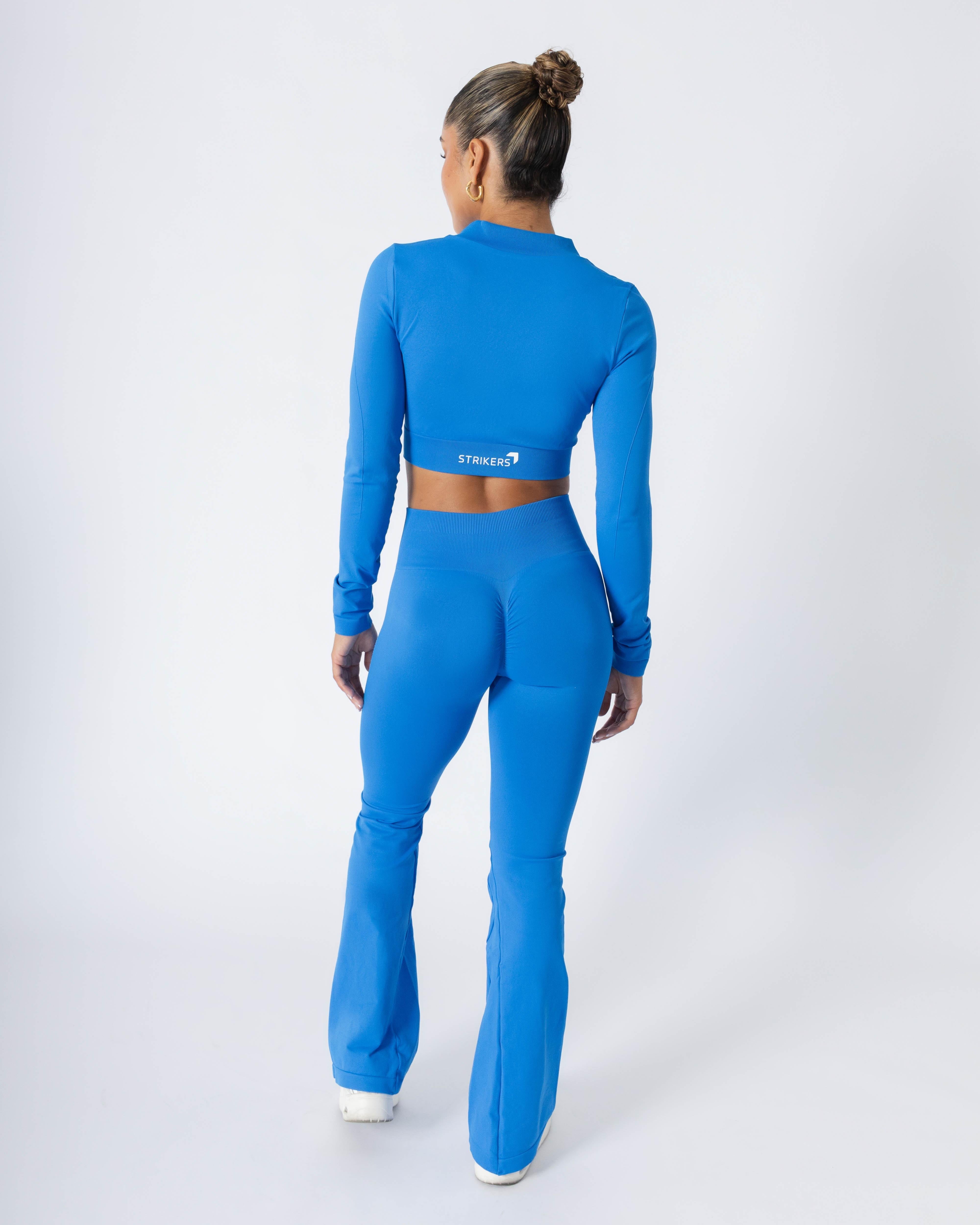 Split Flared Seamless Leggings Blue