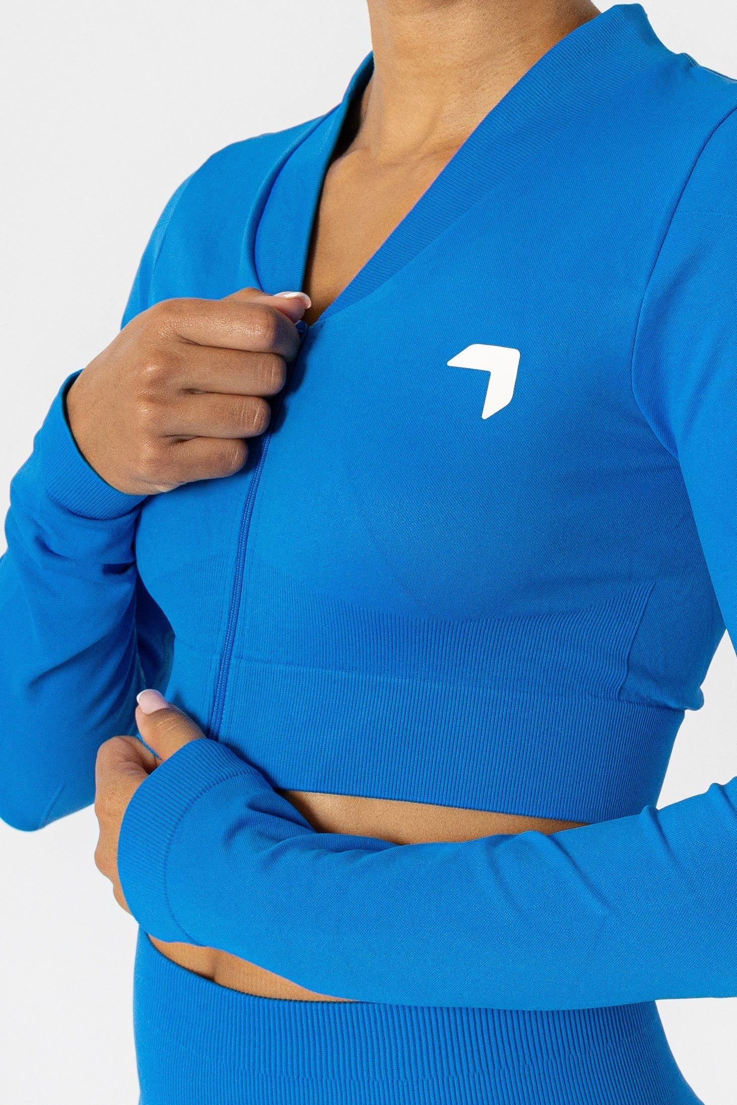 Split Flared Seamless Cropped Track Jacket Black
