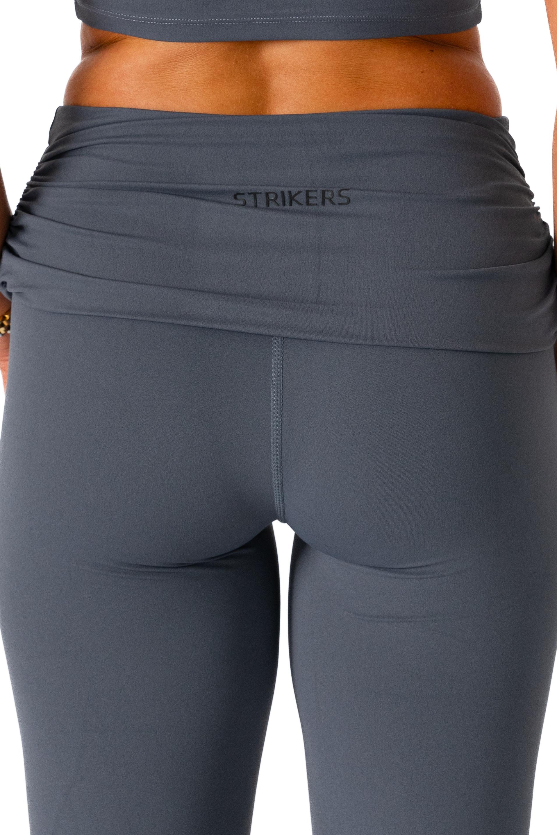 Fold Over Kick Flair Trousers Grey