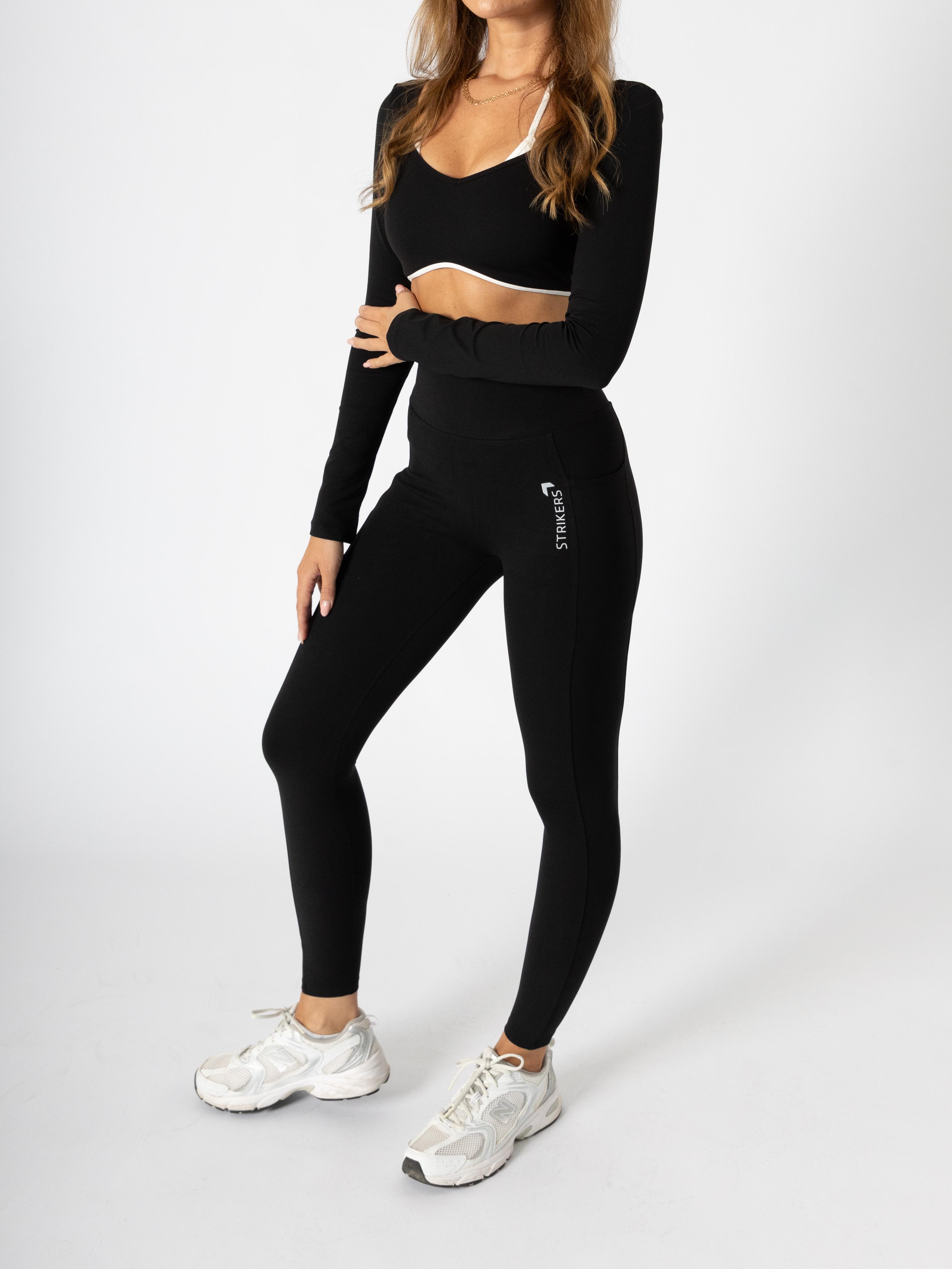 Soft Contrast-Trim Leggings Black